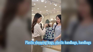Fashion Multi‑Pattern Plastic Shopping Tote Bag, Thick Soft Handle Retail Gift Handbag for Clothing 